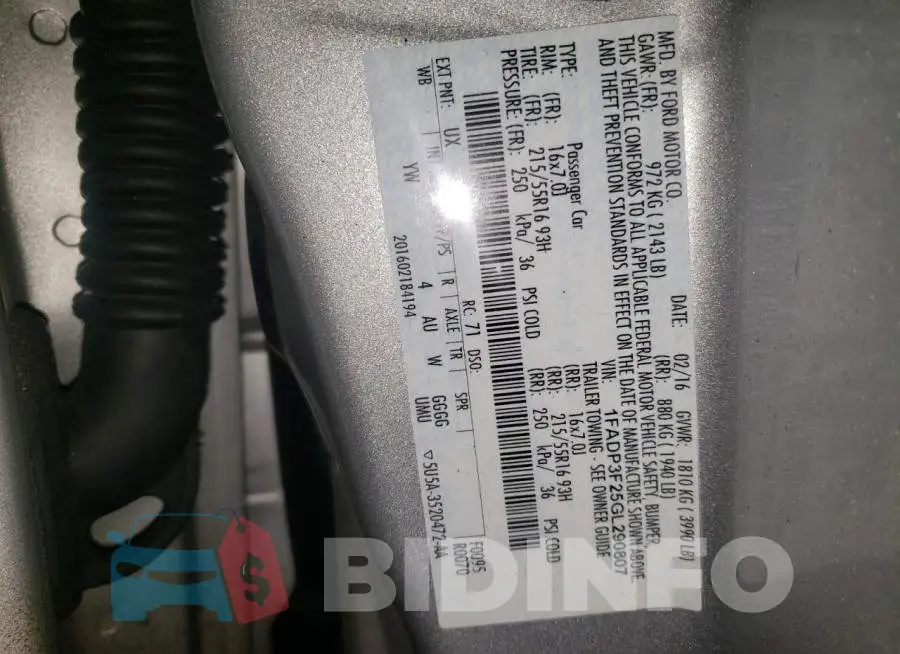 1FADP3F25GL290807 Photo# 12