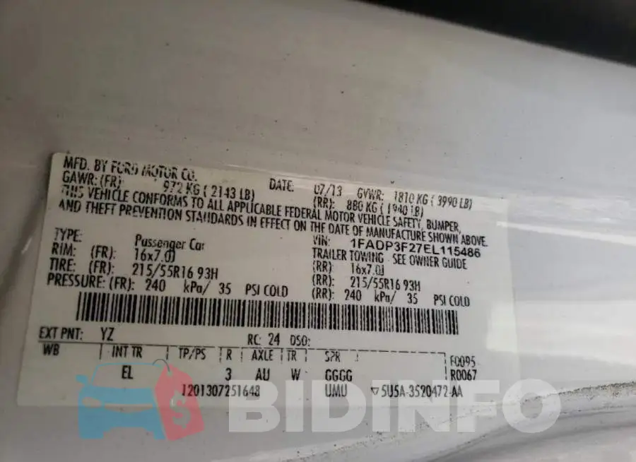 1FADP3F27EL115486 Photo# 13