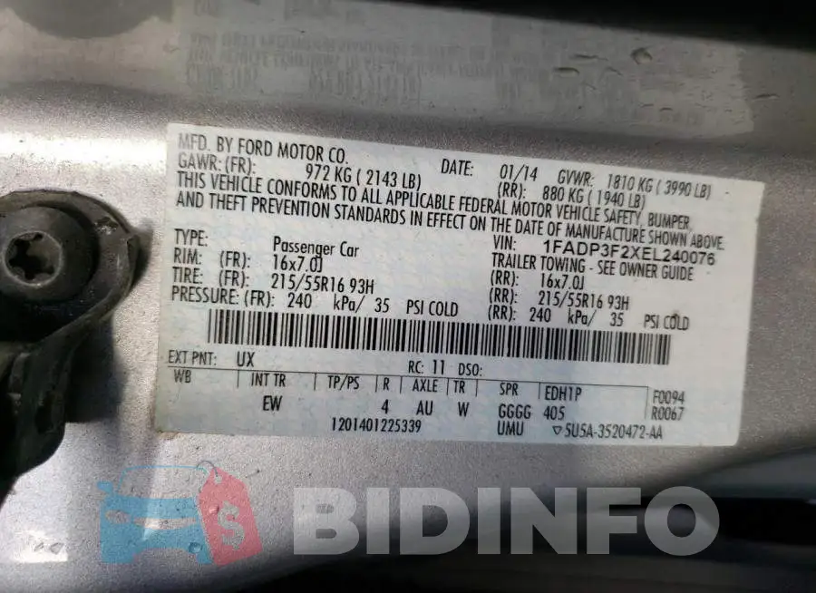 1FADP3F2XEL240076 Photo# 10
