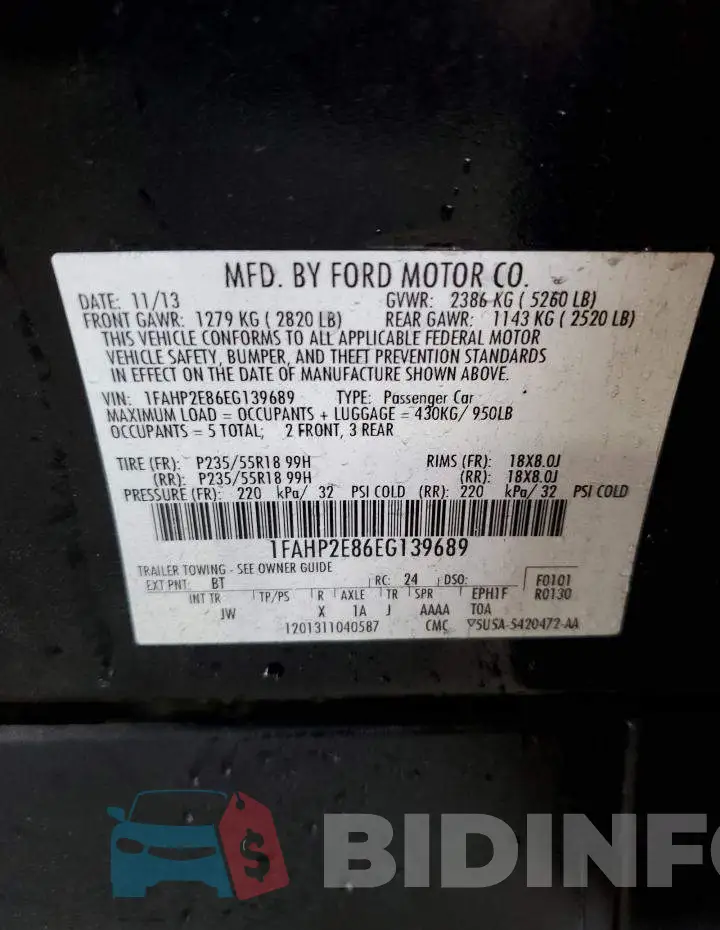 1FAHP2E86EG139689 Photo# 13
