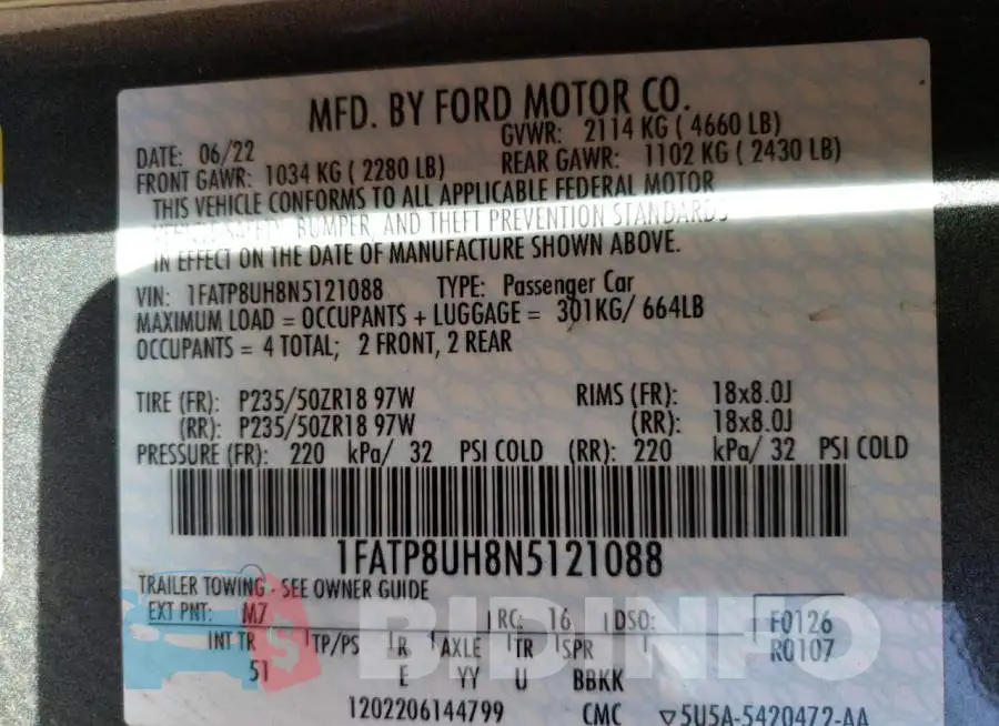 1FATP8UH8N5121088 Photo# 12