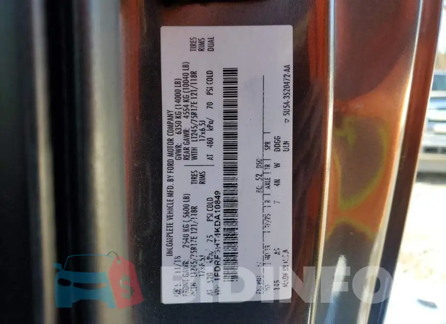 1FDRF3HT4KDA10849 Photo# 12