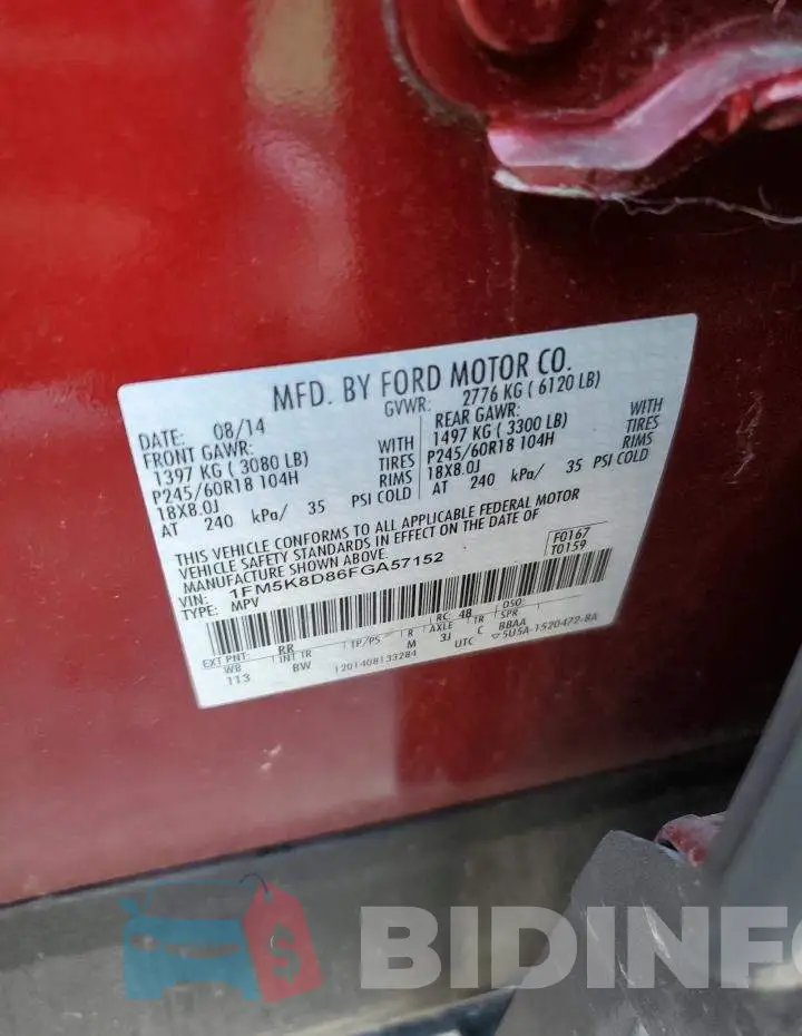 1FM5K8D86FGA57152 Photo# 10