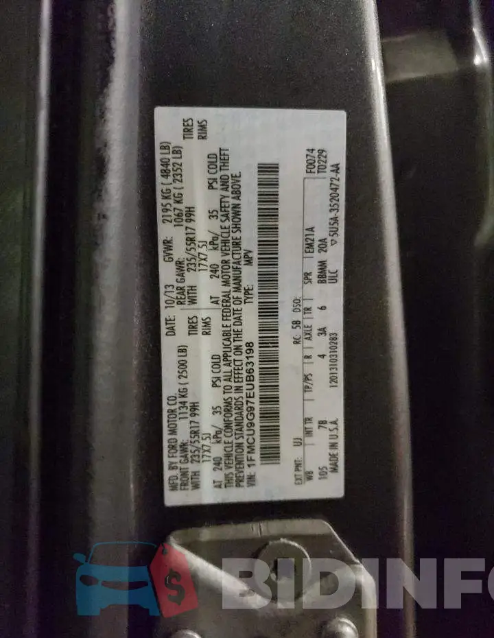 1FMCU9G97EUB63198 Photo# 12
