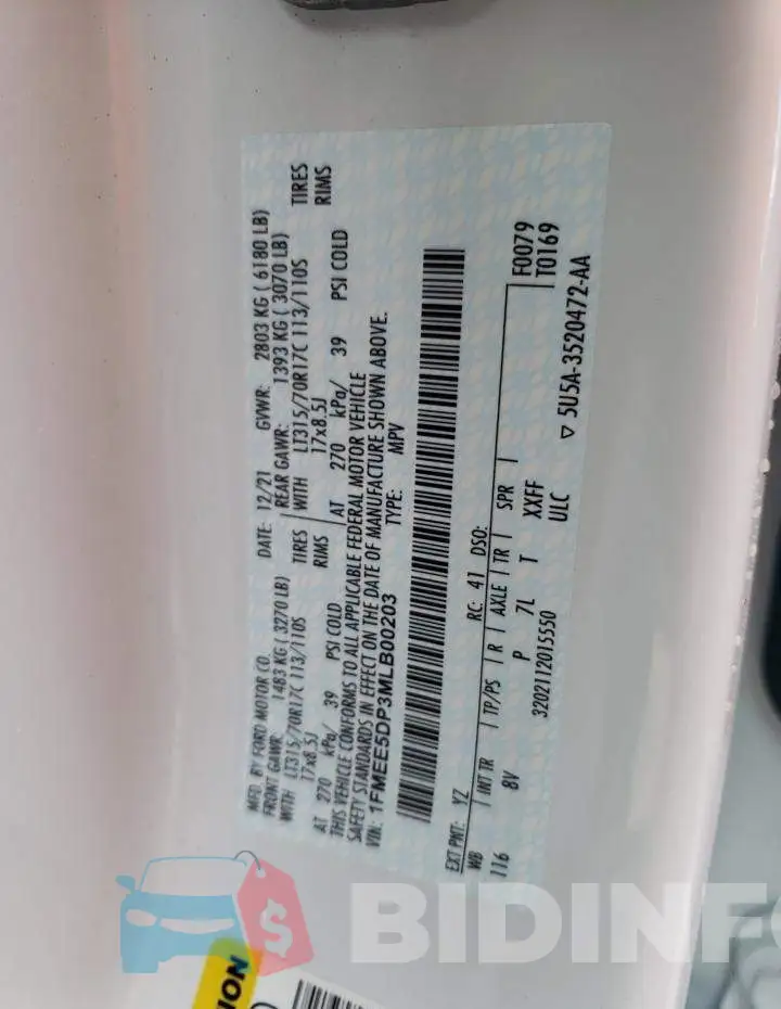 1FMEE5DP3MLB00203 Photo# 10