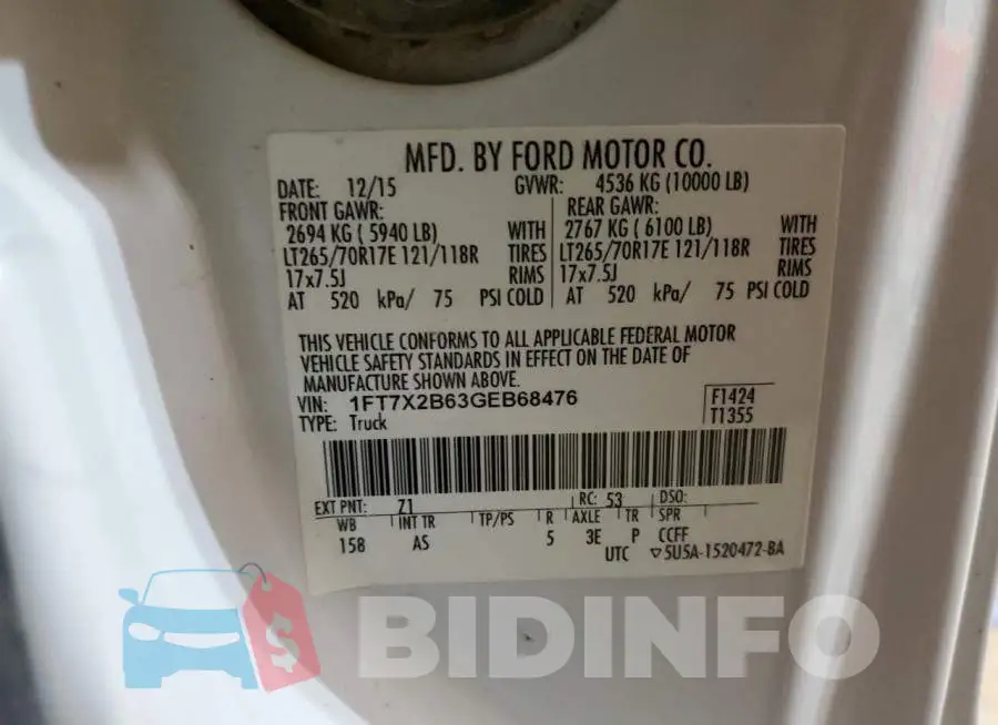 1FT7X2B63GEB68476 Photo# 12