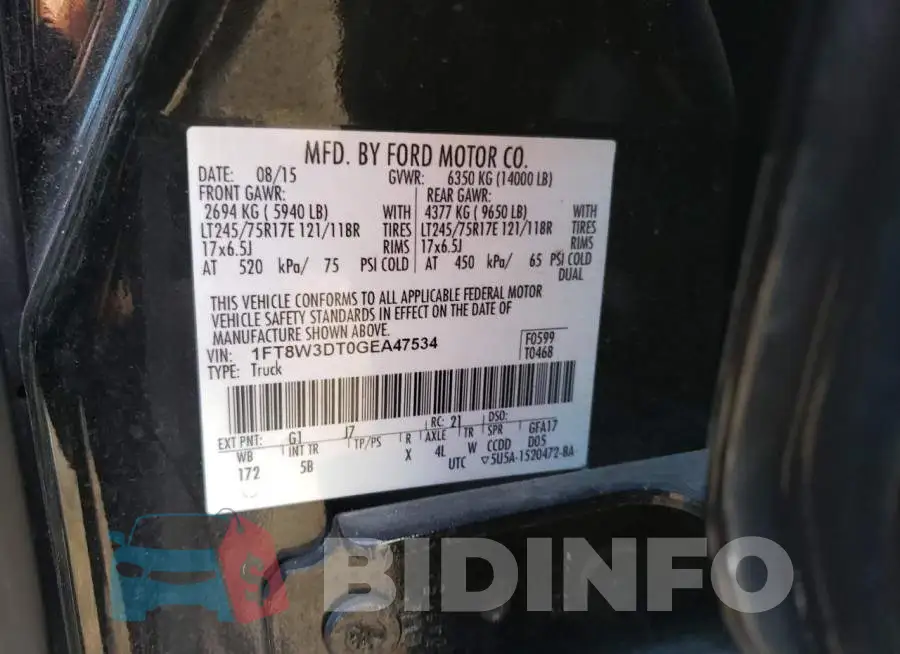 1FT8W3DT0GEA47534 Photo# 13