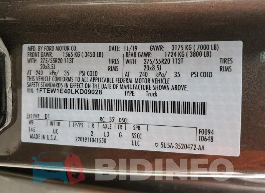 1FTEW1E40LKD09028 Photo# 12