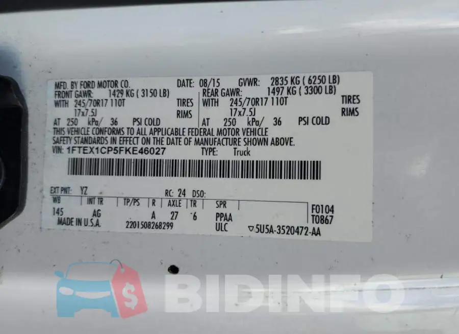 1FTEX1CP5FKE46027 Photo# 10