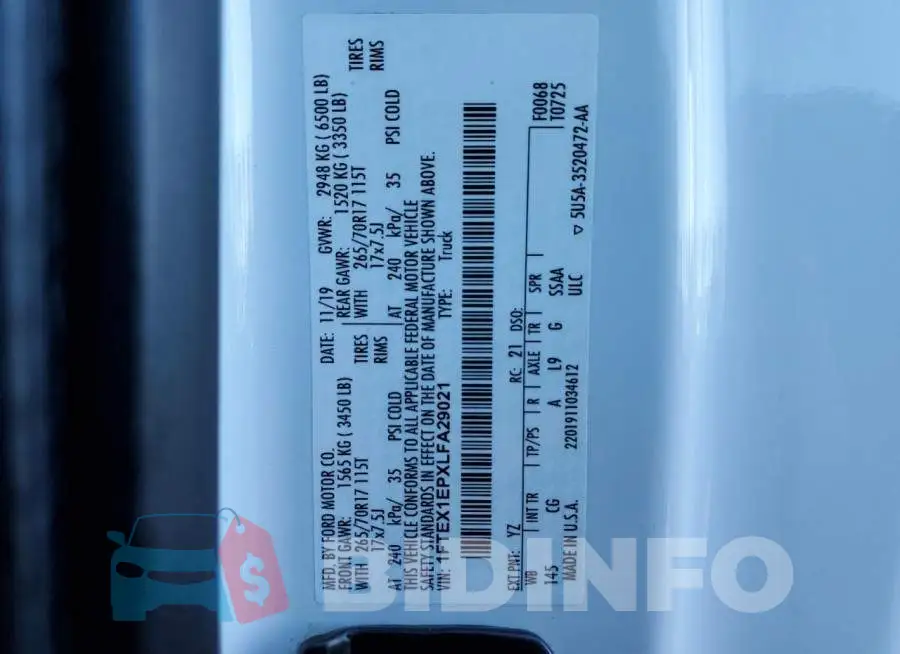 1FTEX1EPXLFA29021 Photo# 12