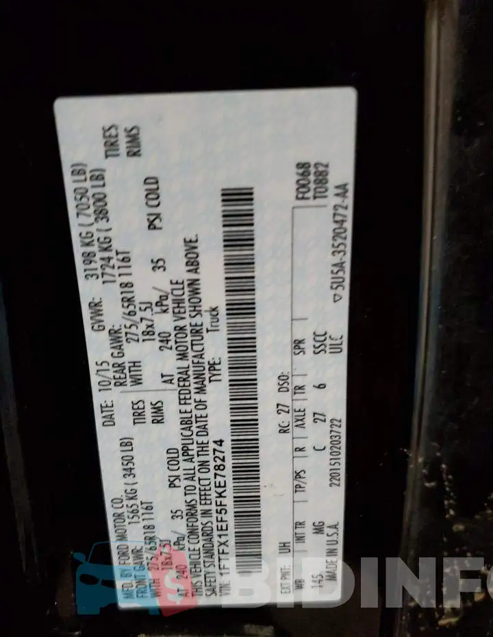 1FTFX1EF5FKE78274 Photo# 13