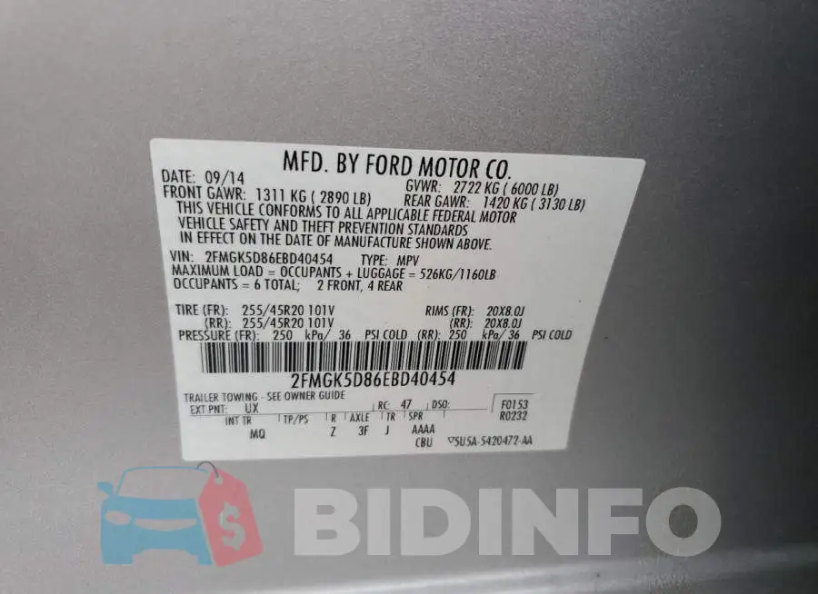 2FMGK5D86EBD40454 Photo# 13