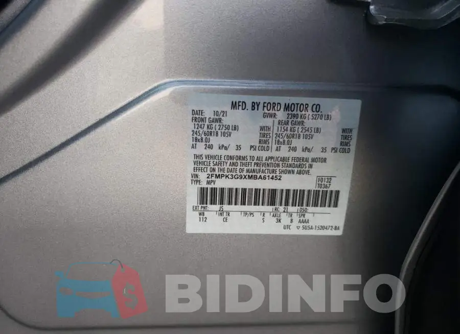 2FMPK3G9XMBA61452 Photo# 13