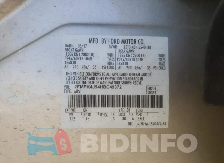 2FMPK4J94HBC49372 Photo# 10