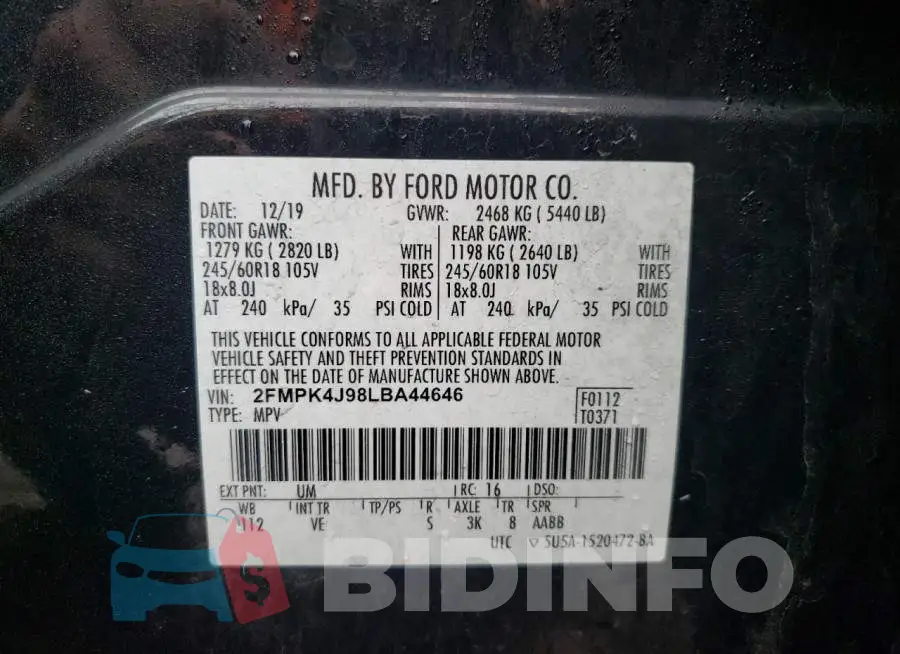 2FMPK4J98LBA44646 Photo# 12