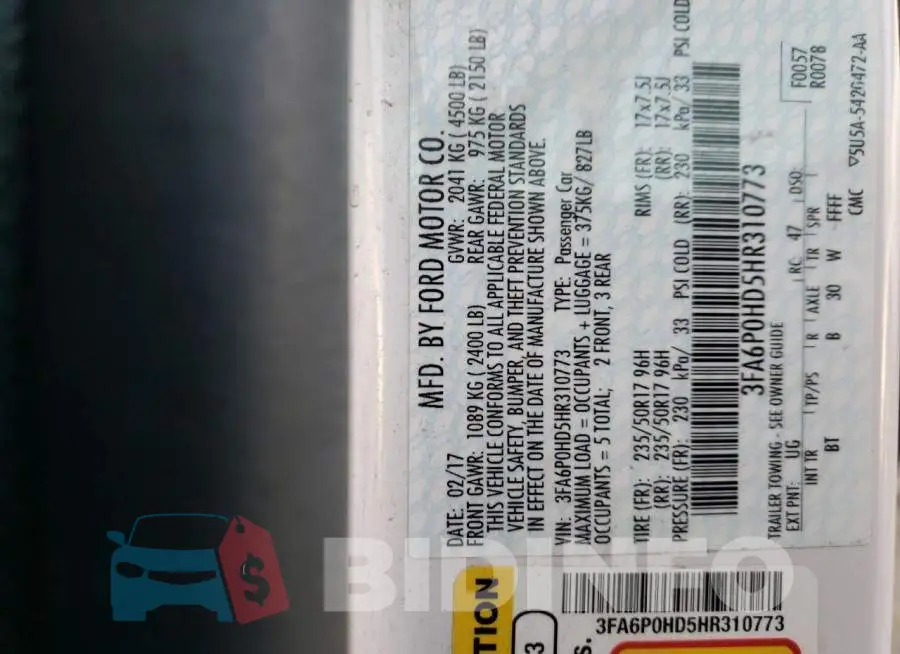 3FA6P0HD5HR310773 Photo# 12