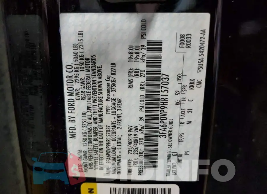 3FA6P0VP9HR157037 Photo# 12