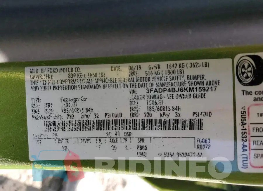 3FADP4BJ6KM159217 Photo# 12