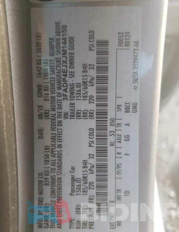3FADP4EJXJM144150 Photo# 12