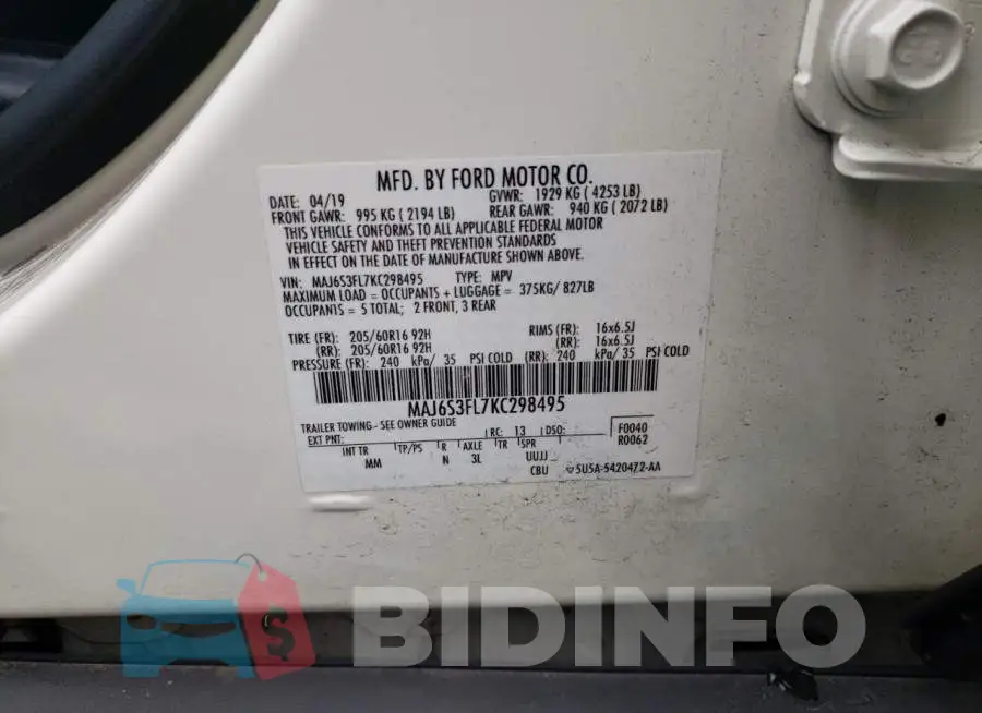 MAJ6S3FL7KC298495 Photo# 10