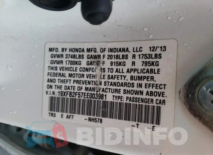 19XFB2F57EE003981 Photo# 12