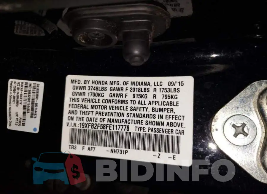 19XFB2F58FE117778 Photo# 12