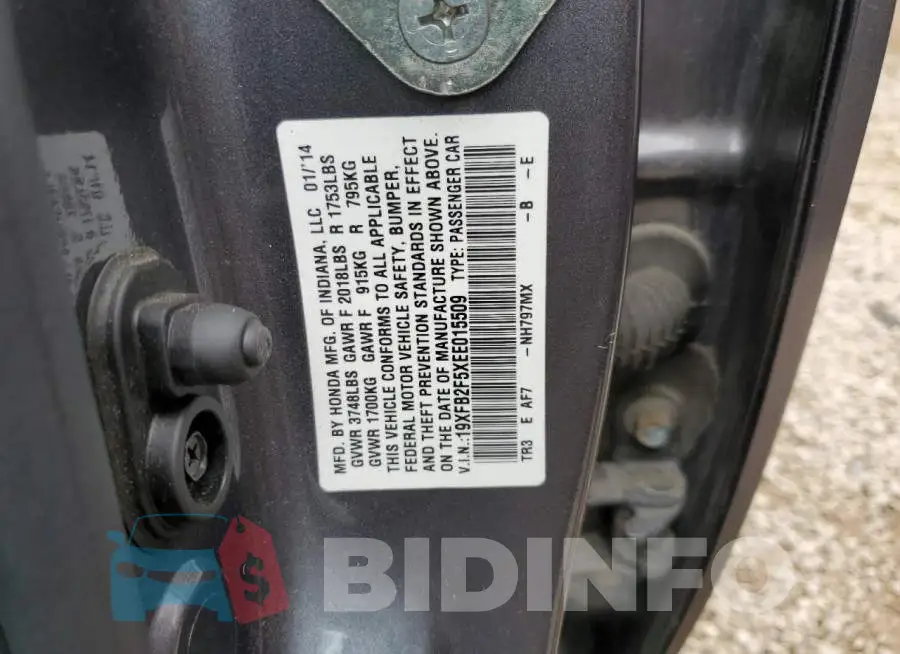 19XFB2F5XEE015509 Photo# 13