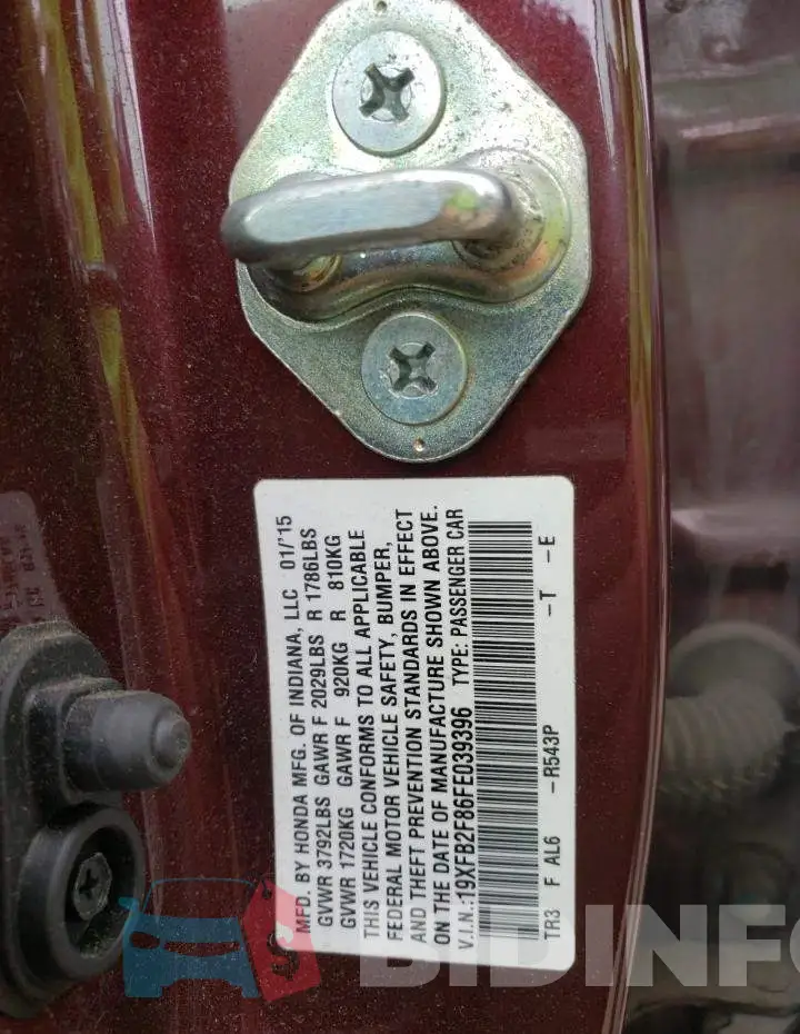 19XFB2F86FE039396 Photo# 10