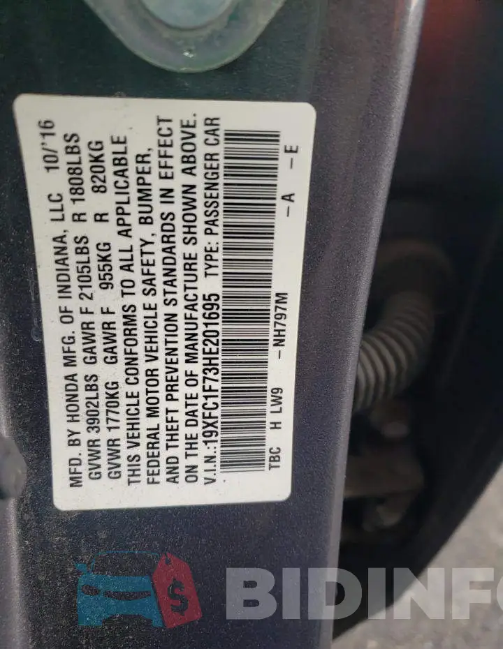 19XFC1F73HE201695 Photo# 10