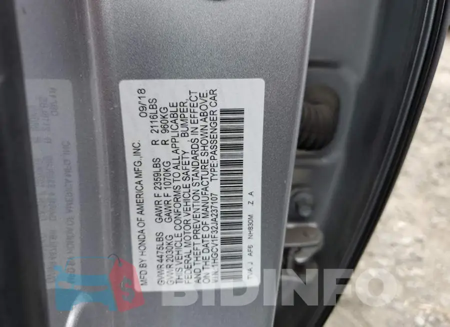 1HGCV1F32JA237107 Photo# 12