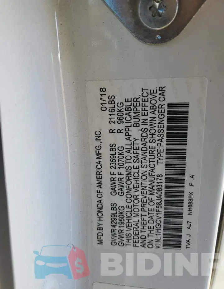 1HGCV1F58JA083178 Photo# 12