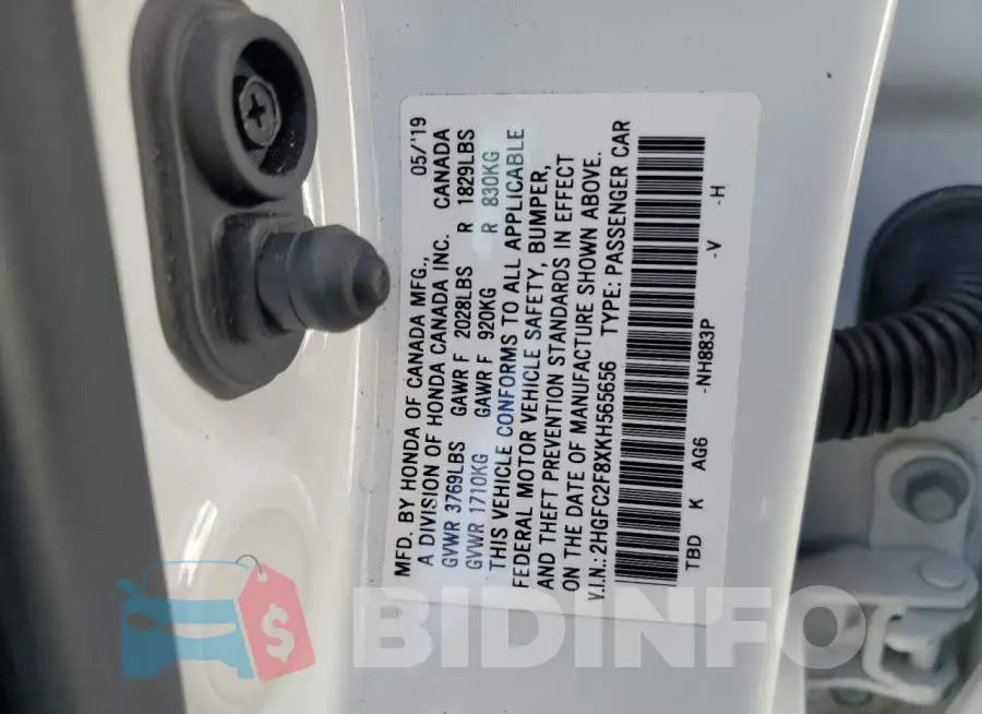 2HGFC2F8XKH565656 Photo# 12