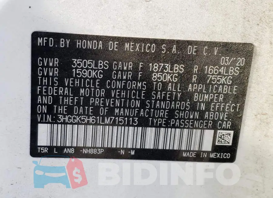 3HGGK5H61LM715113 Photo# 10