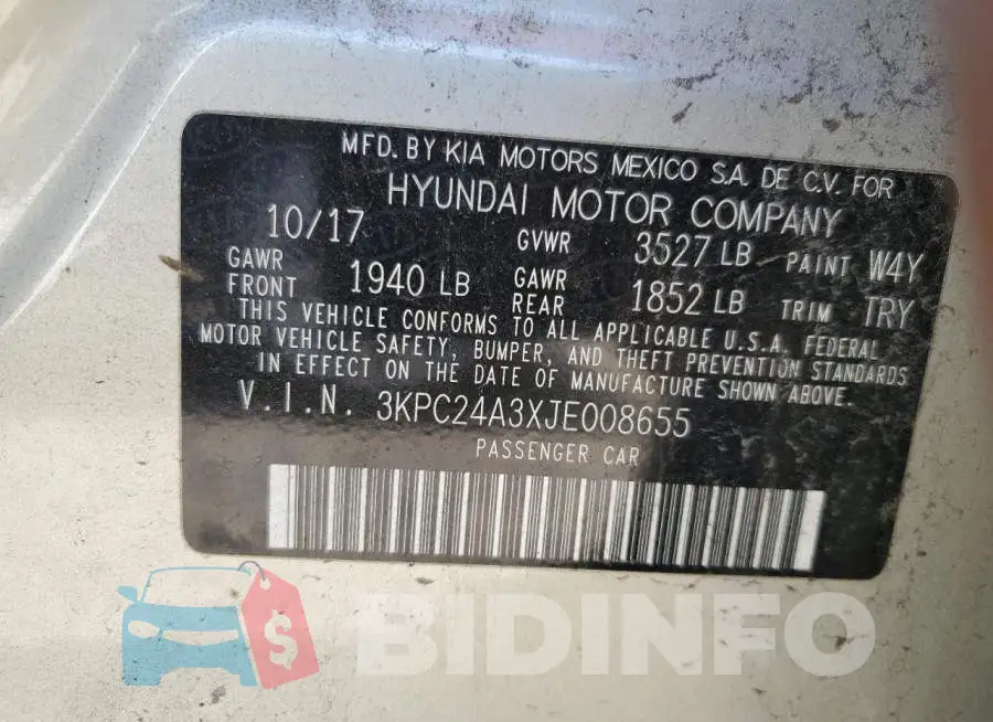 3KPC24A3XJE008655 Photo# 10