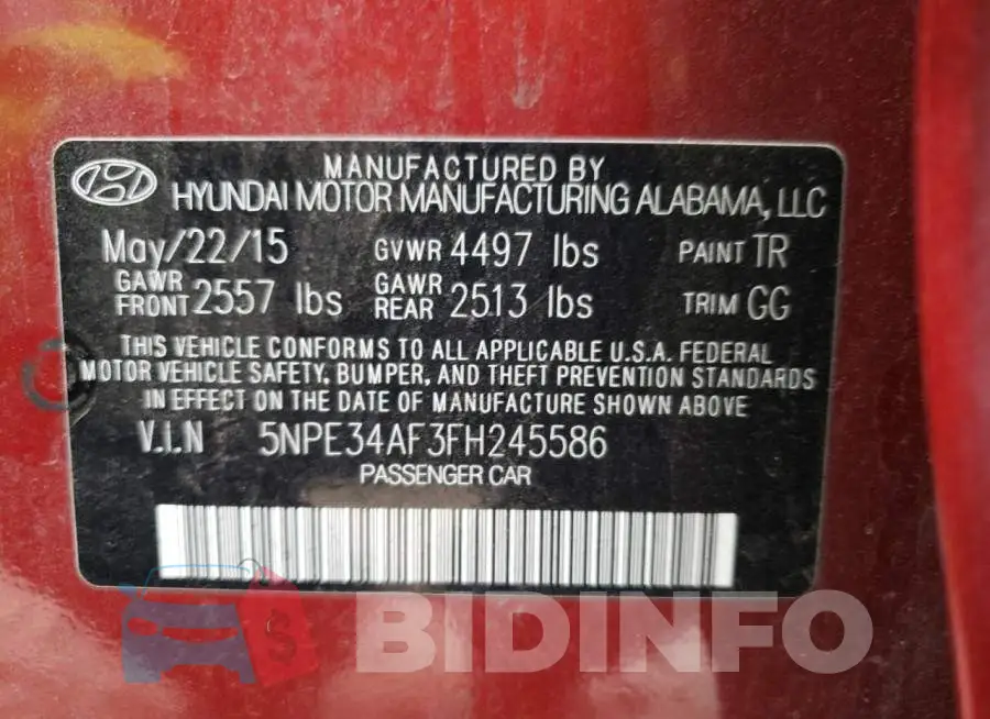 5NPE34AF3FH245586 Photo# 12
