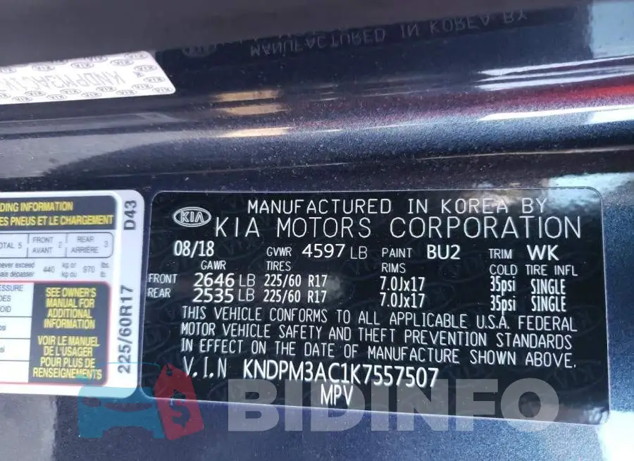 KNDPM3AC1K7557507 Photo# 13