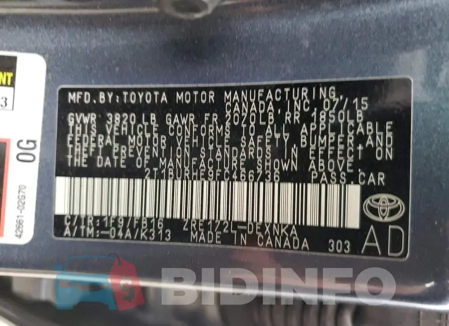 2T1BURHE9FC466736 Photo# 12