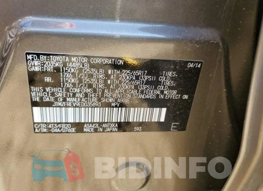 JTMZFREV9ED035893 Photo# 13