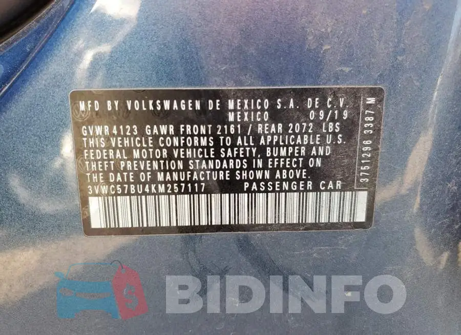 3VWC57BU4KM257117 Photo# 10