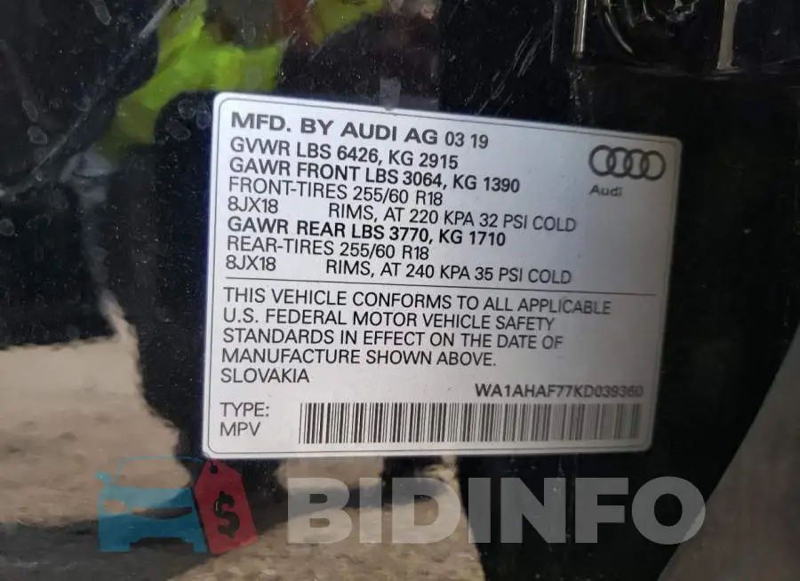 WA1AHAF77KD039360 Photo# 10