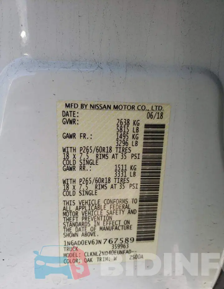 1N6AD0EV6JN767589 Photo# 13