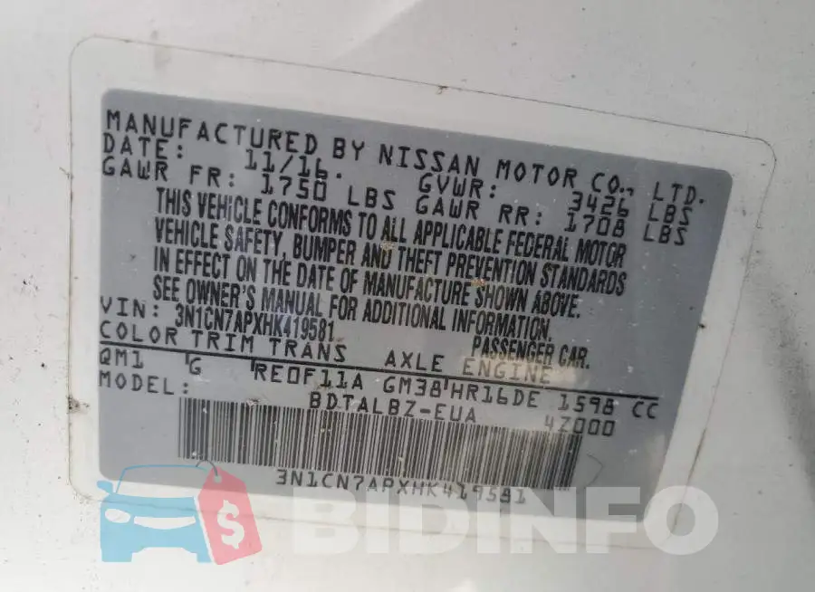 3N1CN7APXHK419581 Photo# 10