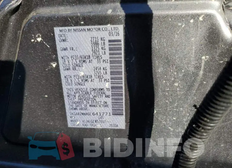 5N1AR2MNXGC641771 Photo# 14