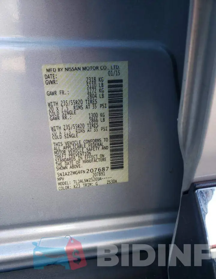 5N1AZ2MG4FN207687 Photo# 13