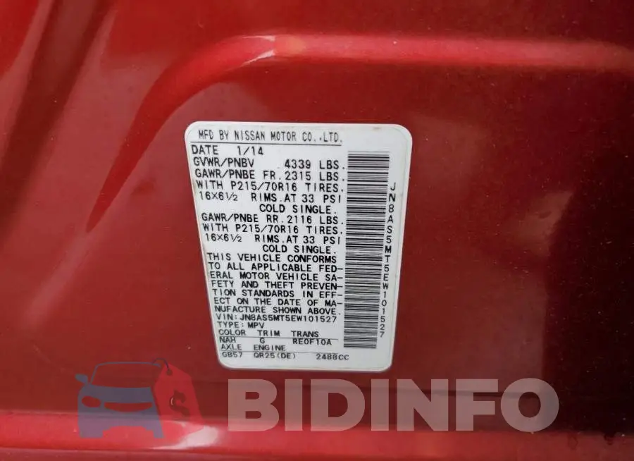 JN8AS5MT5EW101527 Photo# 13