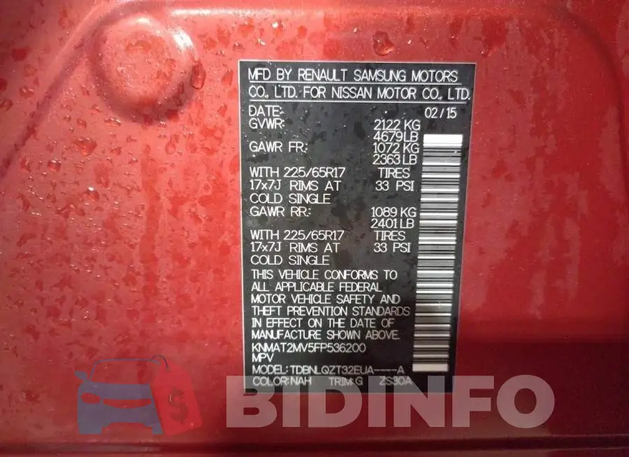 KNMAT2MV5FP536200 Photo# 10