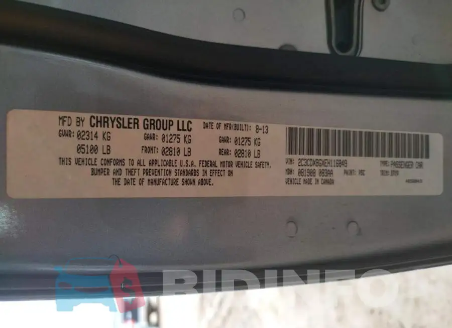 2C3CDXBGXEH116849 Photo# 12