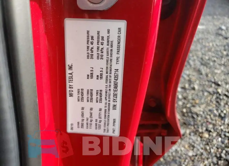 5YJ3E1EA6KF435714 Photo# 12