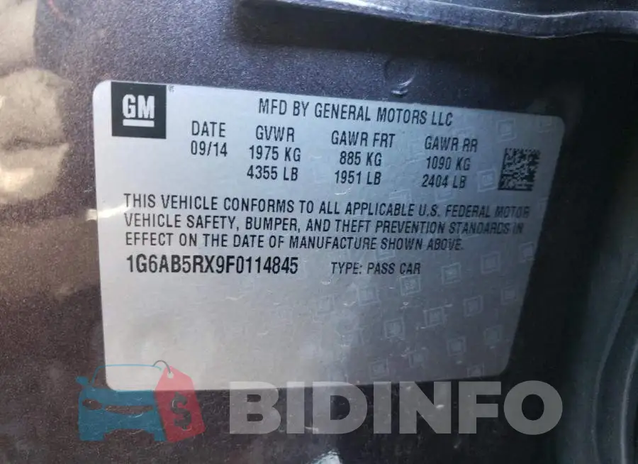 1G6AB5RX9F0114845 Photo# 12