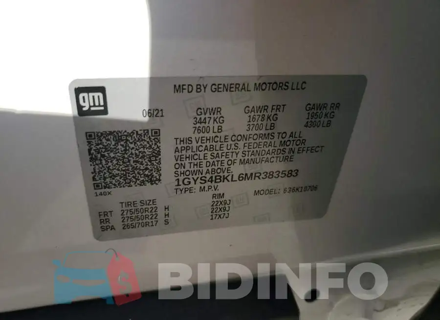 1GYS4BKL6MR383583 Photo# 10